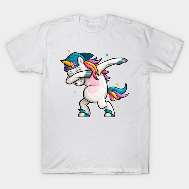 Cartoon Unicorn Dabbing T-Shirt by stonemask